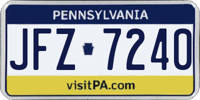 PA license plate JFZ7240