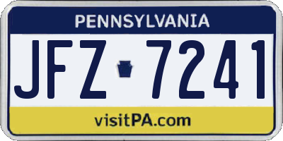 PA license plate JFZ7241