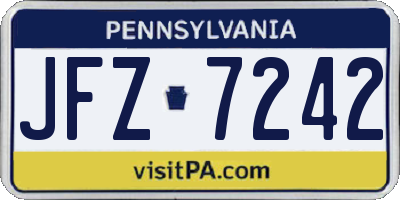 PA license plate JFZ7242