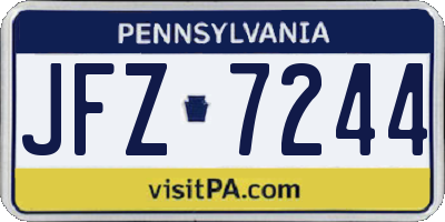 PA license plate JFZ7244