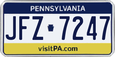 PA license plate JFZ7247