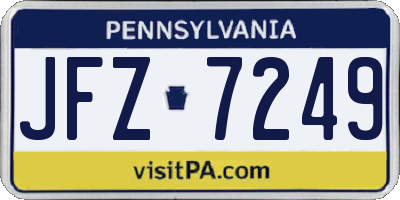 PA license plate JFZ7249