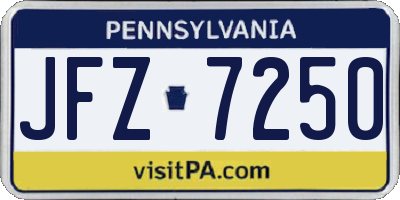 PA license plate JFZ7250