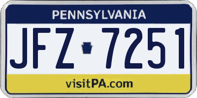 PA license plate JFZ7251