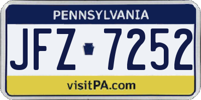 PA license plate JFZ7252