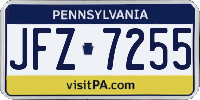 PA license plate JFZ7255