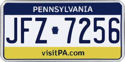 PA license plate JFZ7256