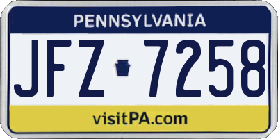 PA license plate JFZ7258