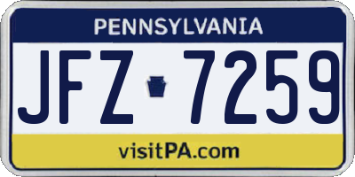 PA license plate JFZ7259