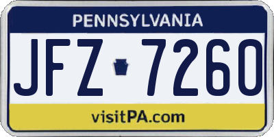 PA license plate JFZ7260