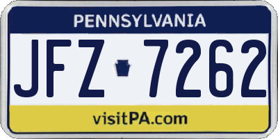 PA license plate JFZ7262