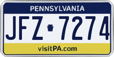 PA license plate JFZ7274