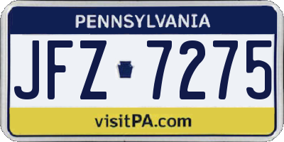 PA license plate JFZ7275