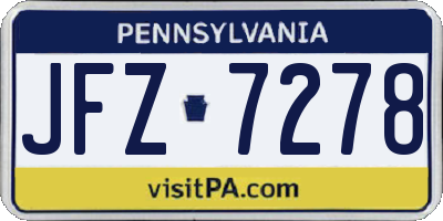 PA license plate JFZ7278