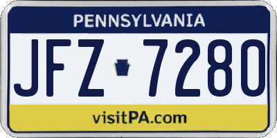 PA license plate JFZ7280