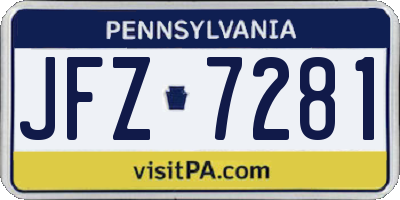 PA license plate JFZ7281