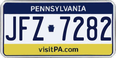 PA license plate JFZ7282