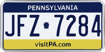 PA license plate JFZ7284