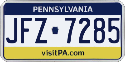 PA license plate JFZ7285