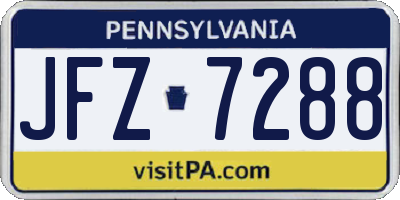 PA license plate JFZ7288