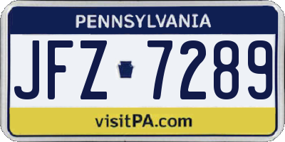 PA license plate JFZ7289