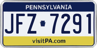 PA license plate JFZ7291
