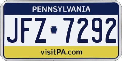 PA license plate JFZ7292