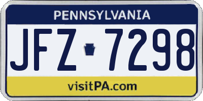 PA license plate JFZ7298