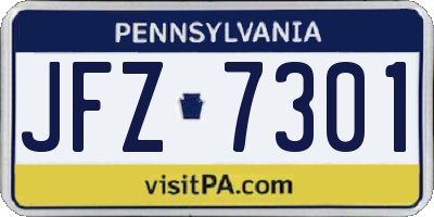 PA license plate JFZ7301