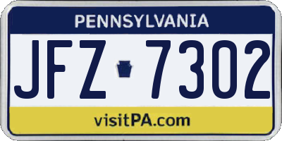 PA license plate JFZ7302