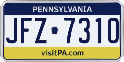 PA license plate JFZ7310
