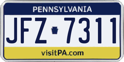 PA license plate JFZ7311