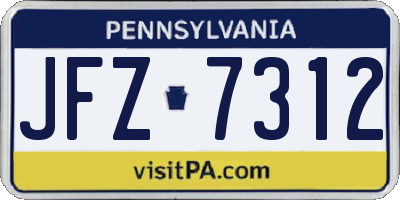 PA license plate JFZ7312