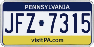 PA license plate JFZ7315