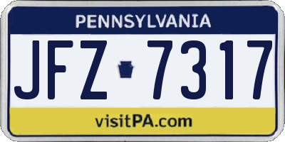 PA license plate JFZ7317