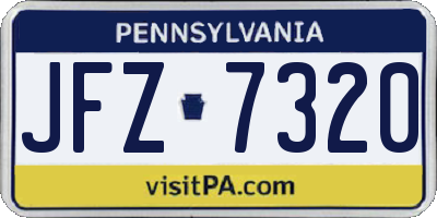PA license plate JFZ7320