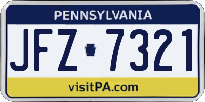 PA license plate JFZ7321