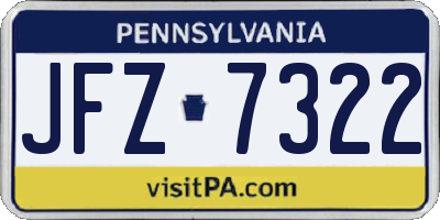 PA license plate JFZ7322