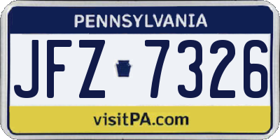 PA license plate JFZ7326