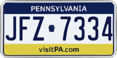 PA license plate JFZ7334
