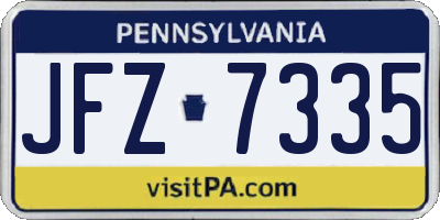 PA license plate JFZ7335