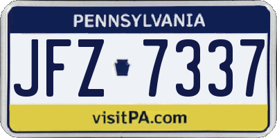 PA license plate JFZ7337