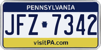 PA license plate JFZ7342