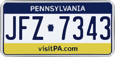 PA license plate JFZ7343