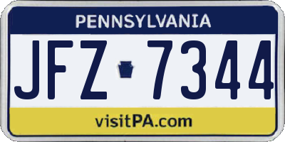 PA license plate JFZ7344