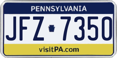 PA license plate JFZ7350