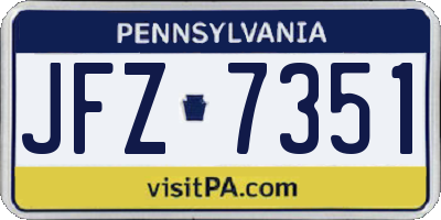 PA license plate JFZ7351