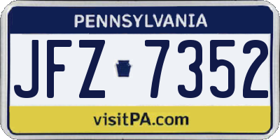 PA license plate JFZ7352