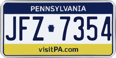 PA license plate JFZ7354