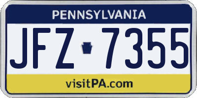 PA license plate JFZ7355